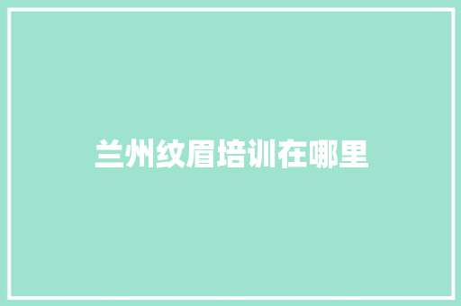 兰州纹眉培训在哪里