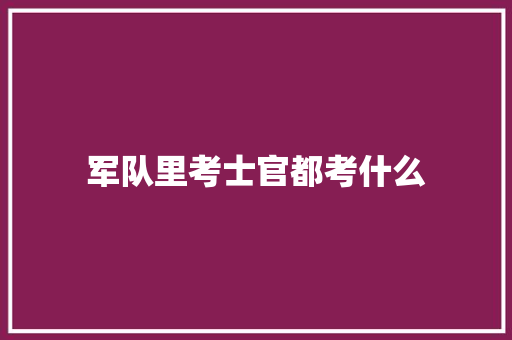 军队里考士官都考什么 生活类