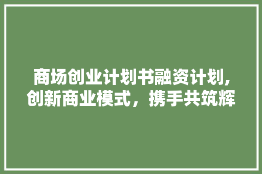 商场创业计划书融资计划,创新商业模式，携手共筑辉煌未来