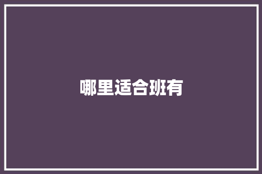 哪里适合班有