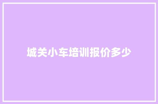 城关小车培训报价多少
