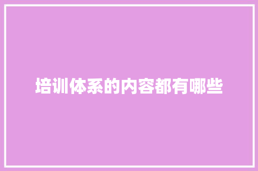 培训体系的内容都有哪些