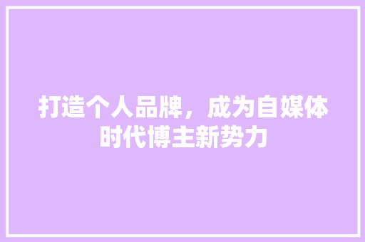 打造个人品牌，成为自媒体时代博主新势力
