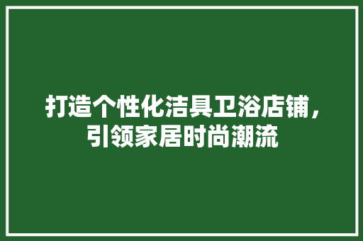 打造个性化洁具卫浴店铺，引领家居时尚潮流
