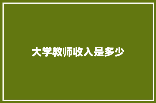 大学教师收入是多少