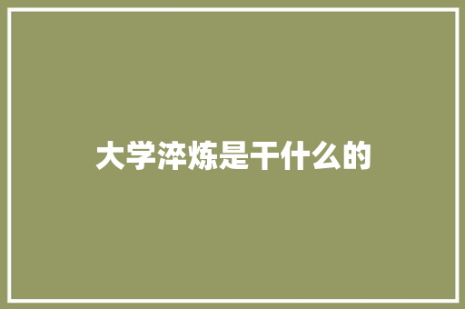 大学淬炼是干什么的