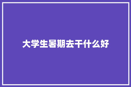 大学生暑期去干什么好