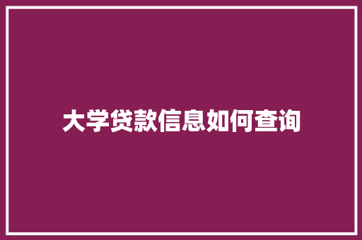 大学贷款信息如何查询