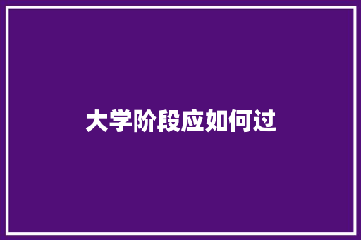 大学阶段应如何过