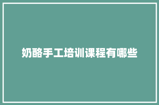 奶酪手工培训课程有哪些