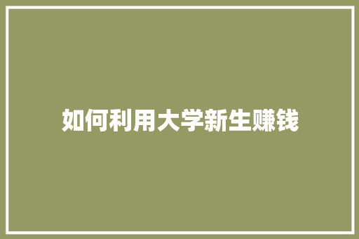 如何利用大学新生赚钱