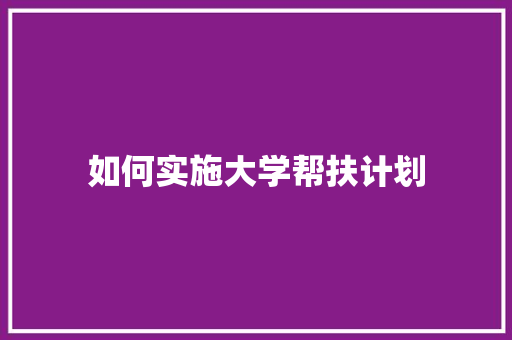 如何实施大学帮扶计划
