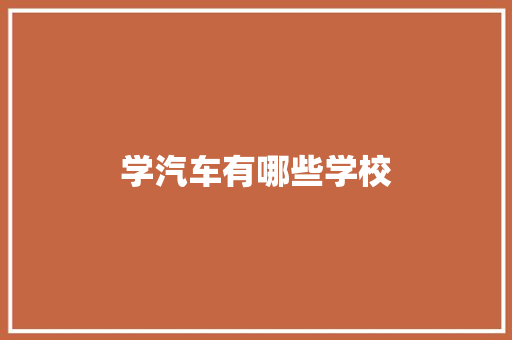 学汽车有哪些学校