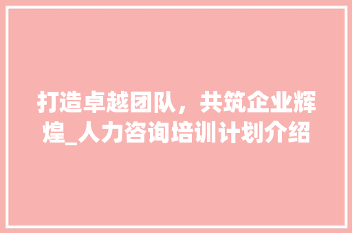 打造卓越团队，共筑企业辉煌_人力咨询培训计划介绍