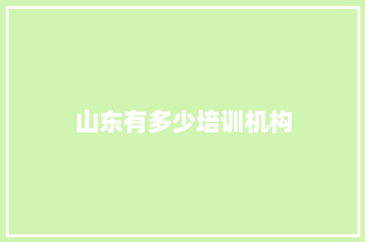 山东有多少培训机构