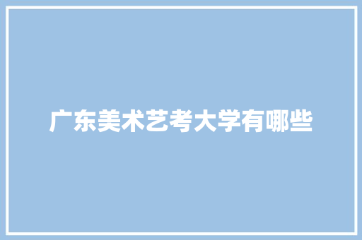 广东美术艺考大学有哪些