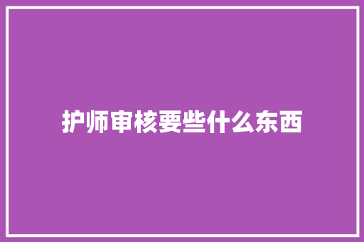 护师审核要些什么东西