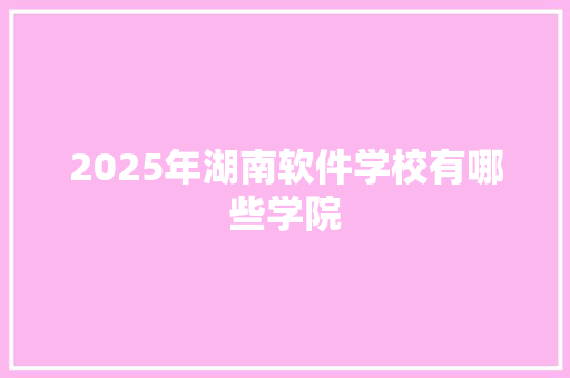 2025年湖南软件学校有哪些学院 生活随笔