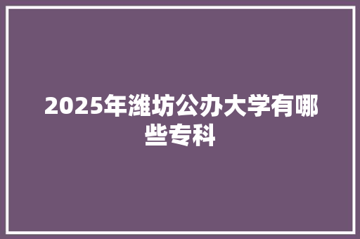 2025年潍坊公办大学有哪些专科 商业文稿