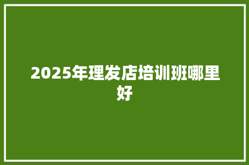 2025年理发店培训班哪里好