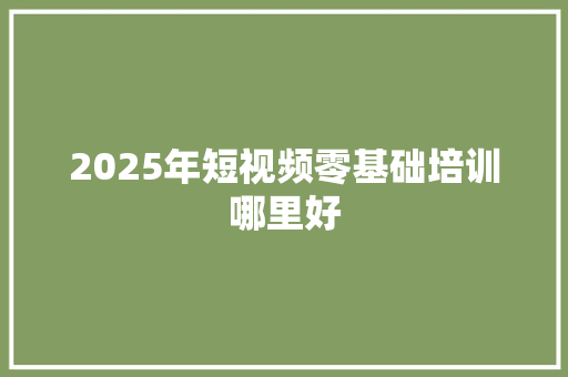 2025年短视频零基础培训哪里好 生活感悟