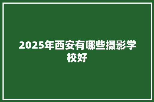 2025年西安有哪些摄影学校好