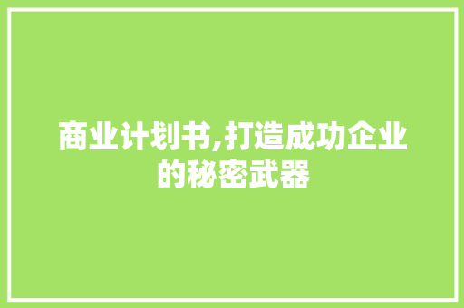 商业计划书,打造成功企业的秘密武器