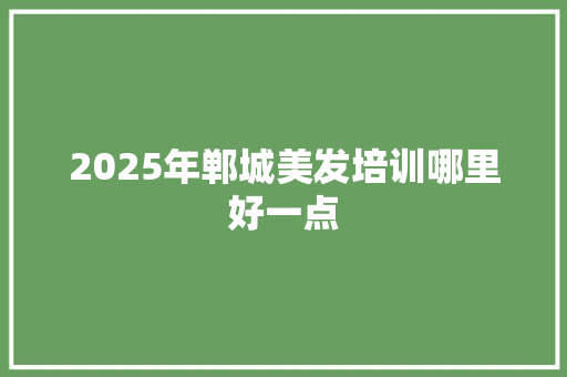 2025年郸城美发培训哪里好一点