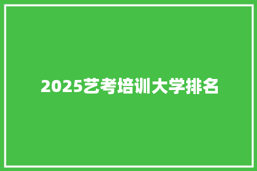 2025艺考培训大学排名