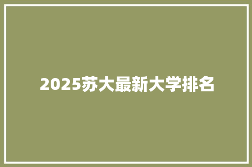 2025苏大最新大学排名 工作类
