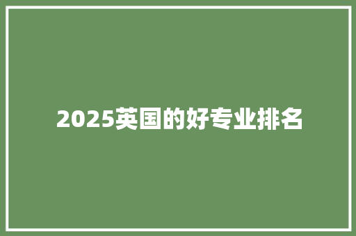 2025英国的好专业排名 商业文稿