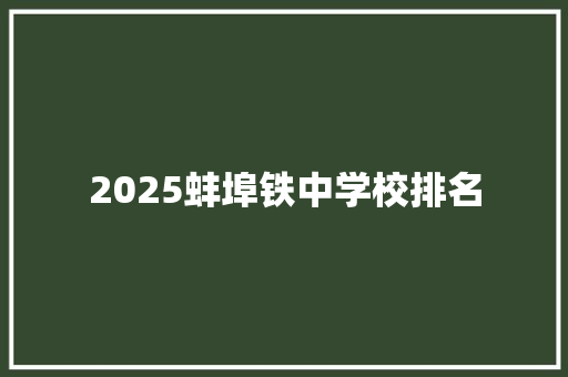 2025蚌埠铁中学校排名 商业文稿