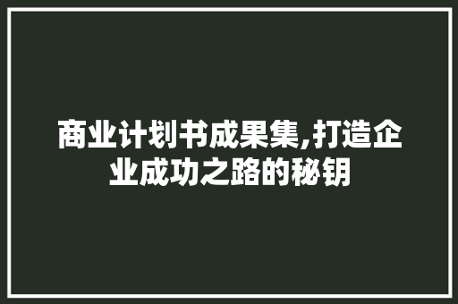 商业计划书成果集,打造企业成功之路的秘钥