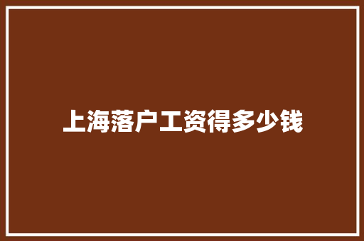 上海落户工资得多少钱