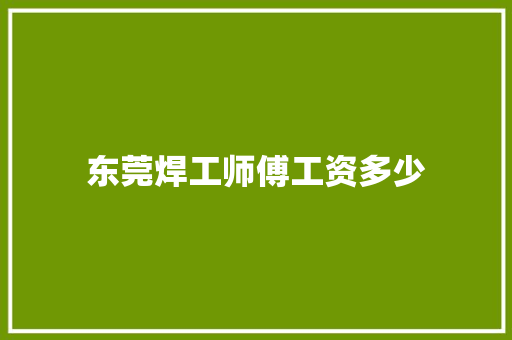 东莞焊工师傅工资多少 工作类