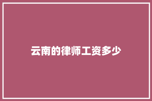 云南的律师工资多少