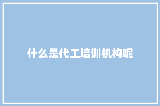 什么是代工培训机构呢 工作总结