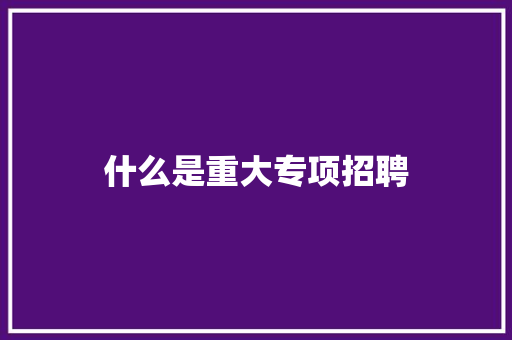 什么是重大专项招聘