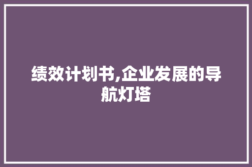 绩效计划书,企业发展的导航灯塔