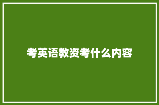 考英语教资考什么内容