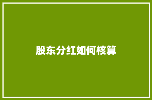 股东分红如何核算