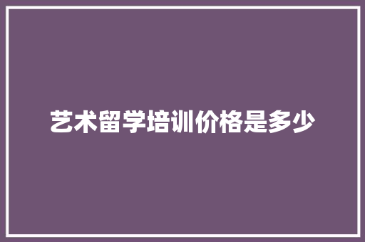 艺术留学培训价格是多少