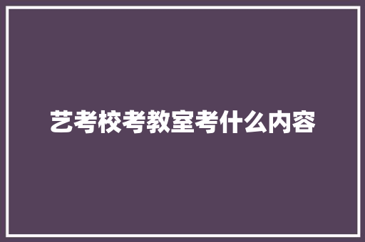 艺考校考教室考什么内容