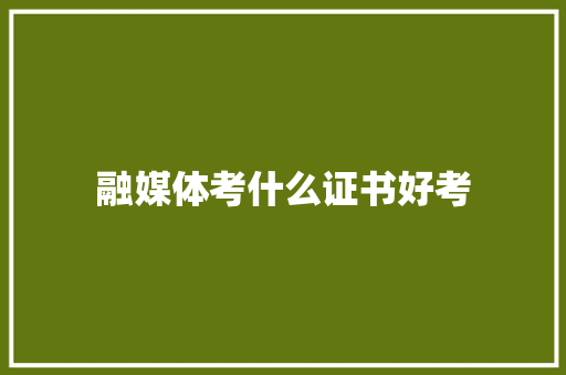 融媒体考什么证书好考
