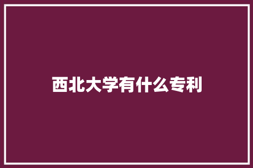 西北大学有什么专利
