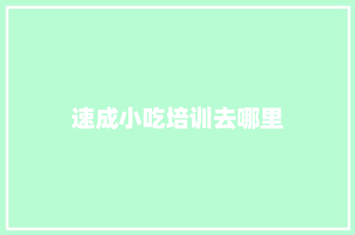 速成小吃培训去哪里