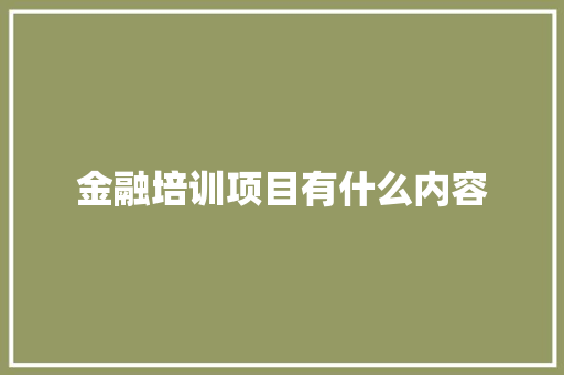 金融培训项目有什么内容