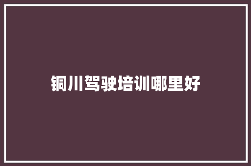铜川驾驶培训哪里好