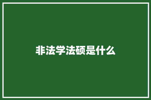 非法学法硕是什么