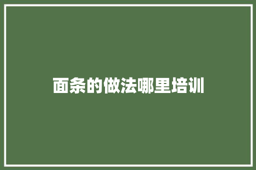 面条的做法哪里培训